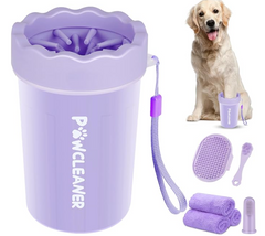 Professional 7 in 1 Dog Paw Cleaner for Dogs & Cats - Includes 1 Portable Paw Washer, 1 Bath Brush, 2 Dog Toothbrushes and 3 Absorbent Towels Note: Fits Paws up to 2 Inches Wide (Small, Black)