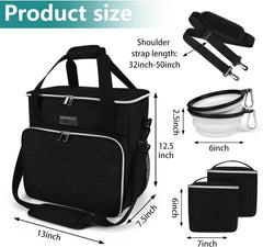 Dog Travel Bag, Pet Travel Bag (ALL Pet Travel Supplies), with 2 Pet Food Containers and 2 Collapsible Silicone Bowls; Essential Kits for Travel Black